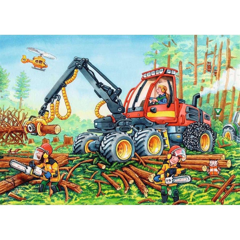 Puzzle Bagger und Waldtraktor, 2 x 24 Teile