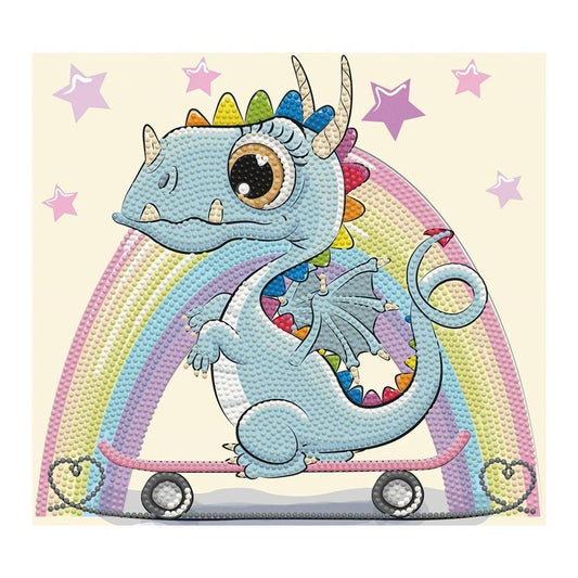 Diamond Painting Drache auf Skateboard