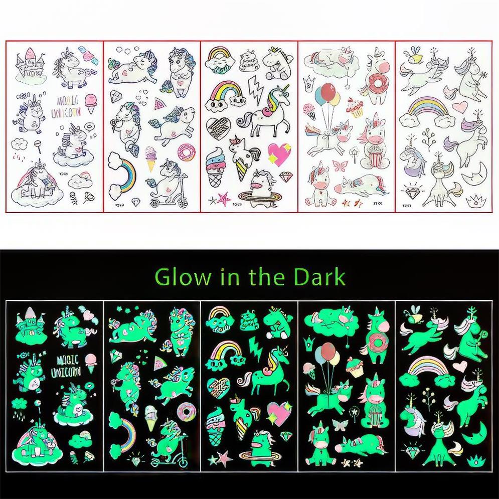 Glow in the Dark Tattoos Einhorn Love