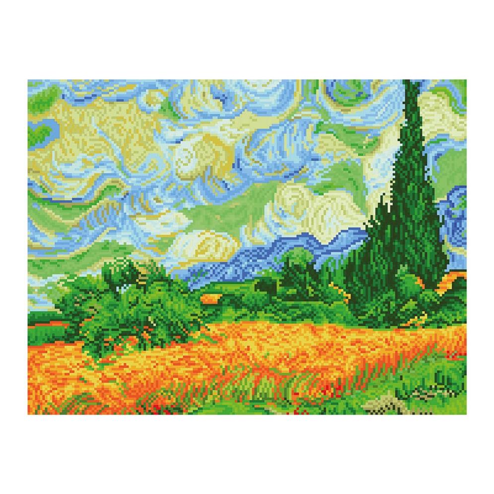 Diamond Painting Weizenfeld mit Zypressen (Van Gogh)