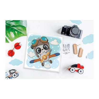 Diamond Painting Panda Flugzeug