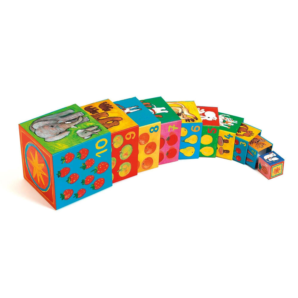Djeco Pyramide Meine Freunde, 10 Würfel
