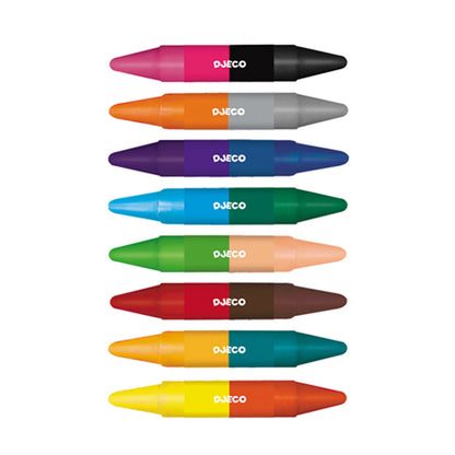 Djeco 8 Wachsmalkreiden, 16 Farben
