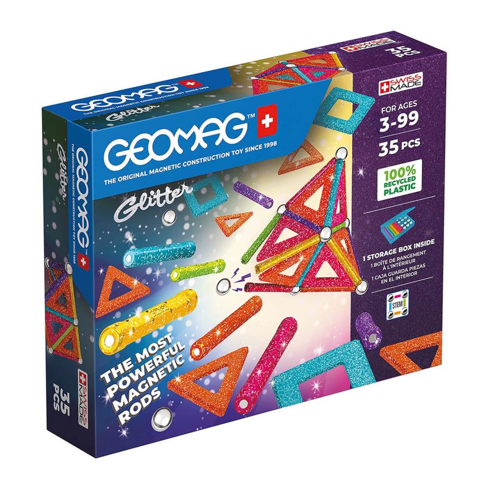 Geomag Panels GREEN line GLITTER 35 Teile