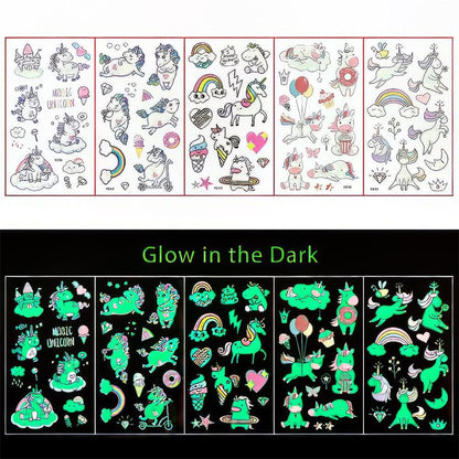 Glow in the Dark Tattoos Einhorn Love