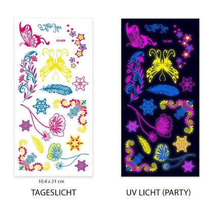 Fluoreszierende Tattoos Party Garden